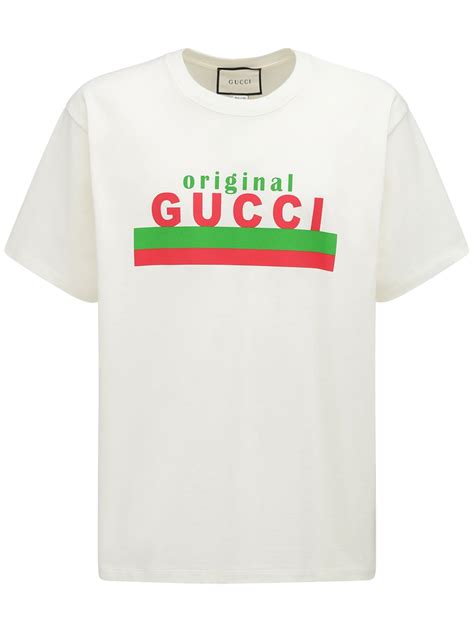 gucci logo print cotton jersey t shirt|gucci symbol t shirt.